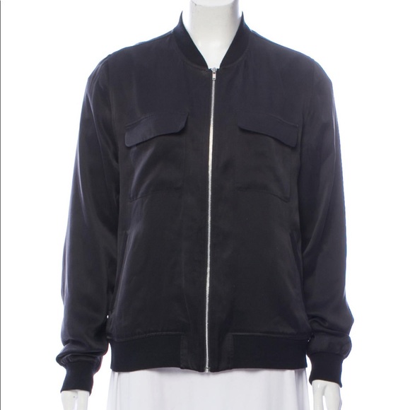 black silk bomber jacket